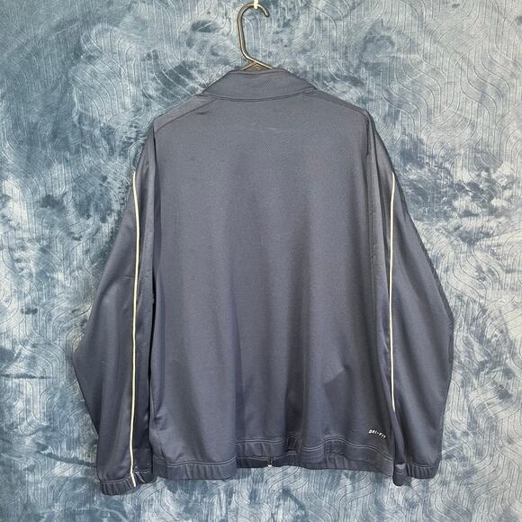 Nike Dri-Fit Navy Blue White Striped Full Zip Track Sweater Mens Size XXL - Picture 4 of 8